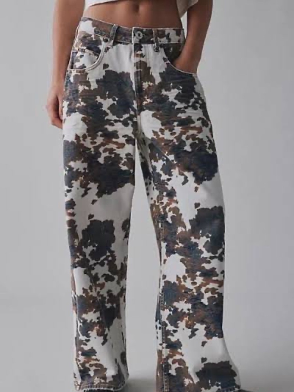 BDG Urban Outfitters Jaya Cow Print Wide Leg Jeans